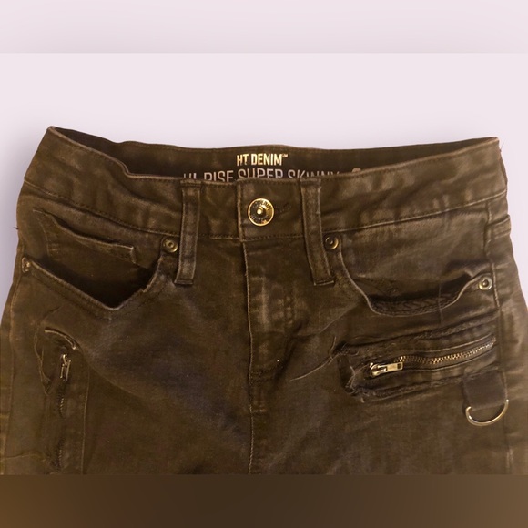 Hot Topic Denim Goth / Punk Black Hi-Rise Super Skinny Jeans | Size 3 - Picture 3 of 16